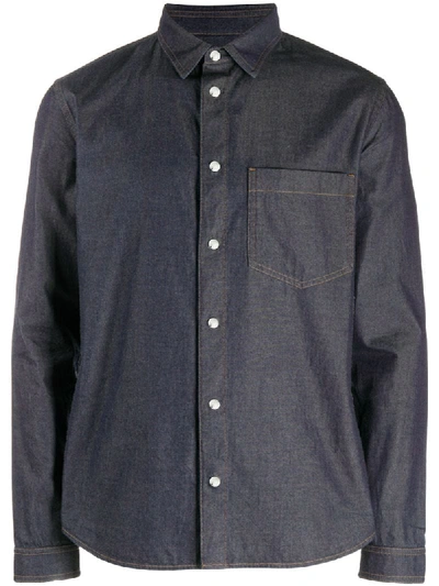 Berluti Constrast-stitching Denim Shirt In Blue