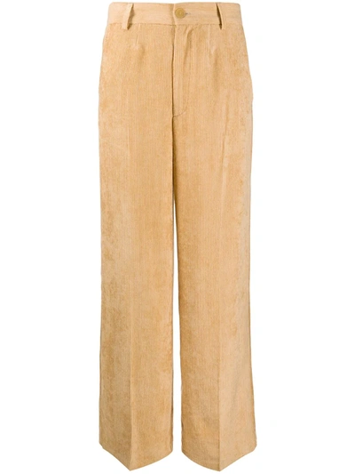 Forte Forte Ribbed Wide-leg Trousers In Yellow