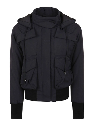 Kenzo Nylon Bomber Jacket In Black Featuring Hood