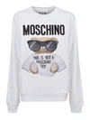 MOSCHINO MICRO TEDDY BEAR SWEATSHIRT IN WHITE