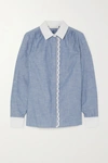 CHLOÉ SCALLOPED COTTON-CHAMBRAY SHIRT