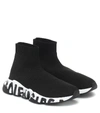 Balenciaga Speed Logo-print Stretch-knit High-top Sneakers In Black