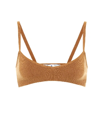 Off-white Fine-knit Strappy Bralette In Brown