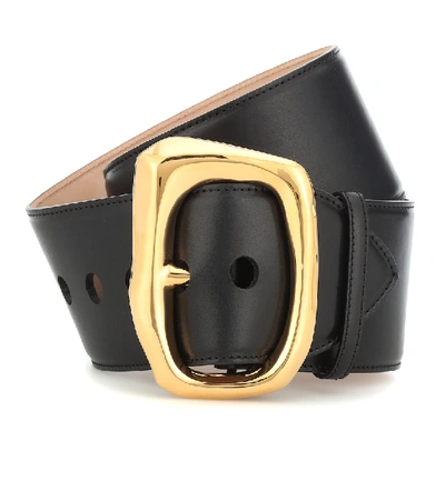 Alexander Mcqueen Molten Leather Belt In Black