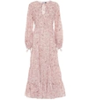 RIXO LONDON 涡纹图案棉质加长连衣裙,P00485226