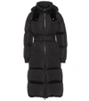 Moncler Tiam Nylon Down Coat W/ Logo Belt In Black