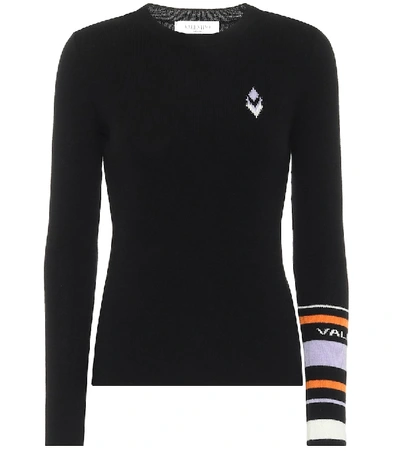 Valentino Intarsia Wool And Cashmere Jumper In Black