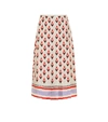 Valentino Pleated Printed Silk Midi Skirt In White