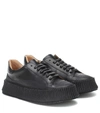 Jil Sander Black Vulcanized Sneakers In Black