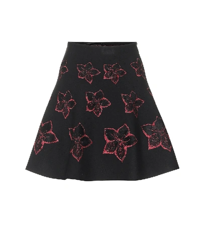 Alaïa Wool-blend Floral Knit Skirt In Black