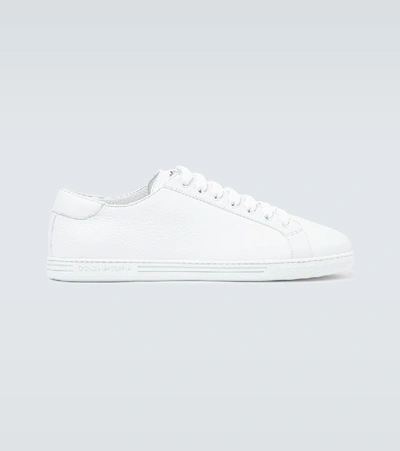 Dolce & Gabbana Saint Tropez Leather Sneakers In White