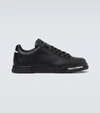 Dolce & Gabbana 'portofino' Black Low Top Sneakers With Logo Patch On The Tongue And Logo Lettering On The Side In Black