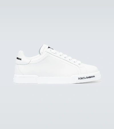 Dolce & Gabbana Portofino Leather Low-top Trainers In White