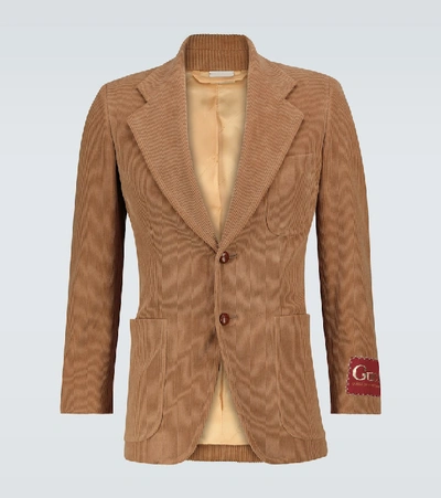 Gucci Mytheresa独家发售 - 单排扣灯芯绒西装式外套 In Brown