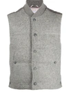 THOM BROWNE SNAP-BUTTON PADDED SHETLAND WOOL GILET