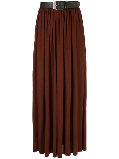 Proenza Schouler Strapless Belted Jersey And Stretch-crepe Maxi Dress In Brown