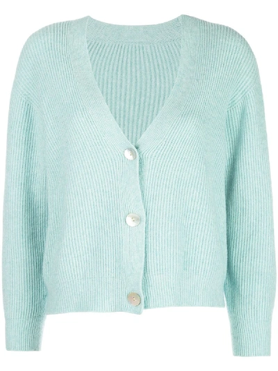 Apparis Avery Ribbed Knit Cardigan In Blue