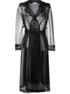 Red Valentino Point D'esprit Tulle Double-breasted Trench Coat In Black