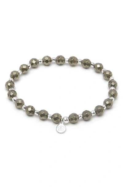 Gorjana Power Stone Stretch Bracelet In Strengthy/ Pyrite/ Silver