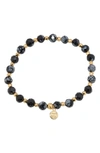 Gorjana Power Stone Stretch Bracelet In Courage/ Snowflake Obsidian