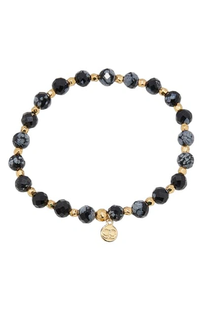 Gorjana Power Stone Stretch Bracelet In Courage/ Snowflake Obsidian