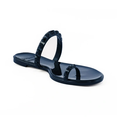 Carmen Sol Maria Flat Jelly Sandals In Navy Blue