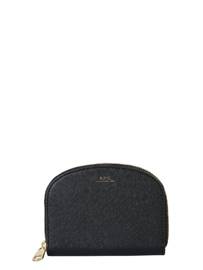 A.p.c. Demi Lune Compact Wallet In Black