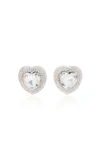 ALESSANDRA RICH HEART CRYSTAL-EMBELLISHED SILVER-TONE CLIP-ON EARRINGS,822147