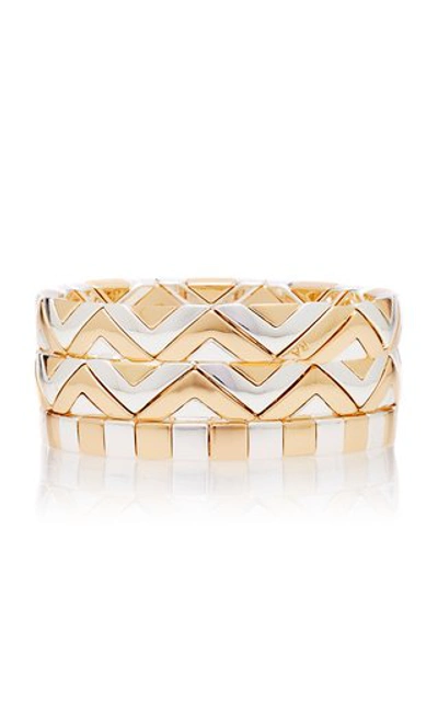 Roxanne Assoulin Raise The Bar Set-of-three Two-tone Bracelets In Gold