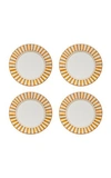 Este Ceramiche Set-of-four Striped Ceramic Dinner Plates In Orange,yellow