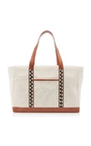 ADRIANA CASTRO SNAKE-TRIMMED CANVAS TOTE,773645