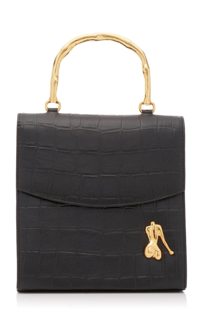 Marargent Claude Croc-effect Leather Top Handle Bag In Black