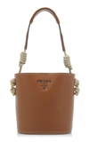 PRADA LEATHER TAMBOUR BUCKET BAG,794469