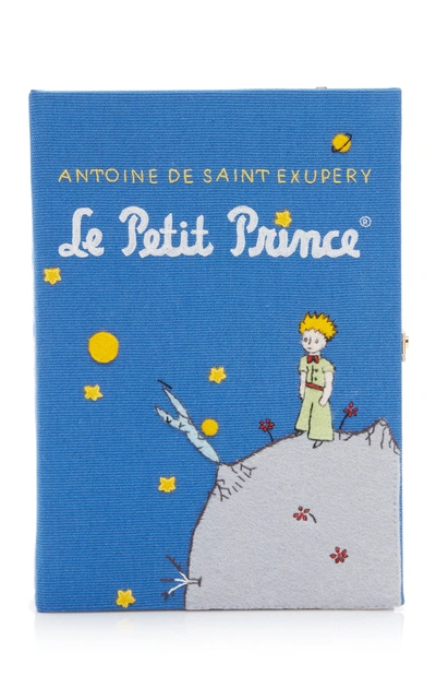 Olympia Le-tan Le Petit Prince Appliquã©d Canvas Book Clutch In Blue