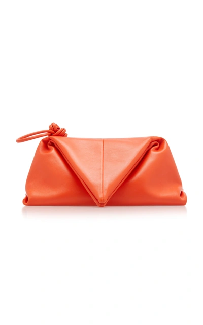 Bottega Veneta The Trine Leather Clutch In Orange