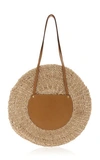 KAYU BELEN LEATHER-TRIMMED WOVEN STRAW TOTE,791247