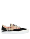 Burberry Vintage Check Cotton And Suede Sneakers In Black