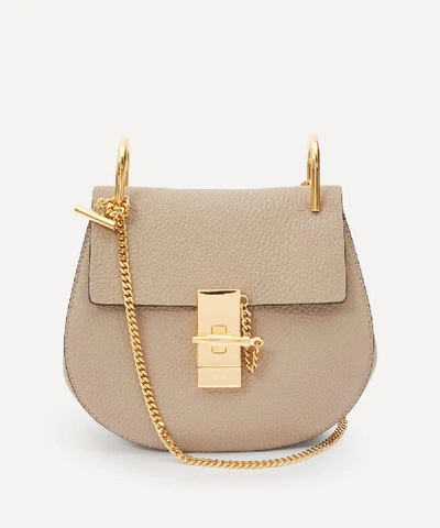 Chloé Drew Small Textured-leather Shoulder Bag In Motty Grey
