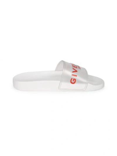 Givenchy Logo Pool Slides In White Red