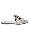 Givenchy 4g Flat Python-embossed Leather Sandals In Stone Grey