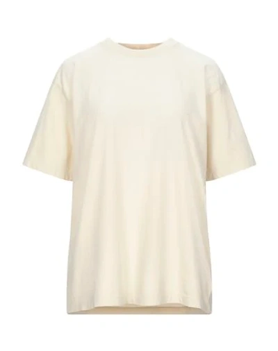 Off-white Woman T-shirt Beige Size S Cotton