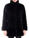 Belle Fare Quilted Faux Fur Coat In Black