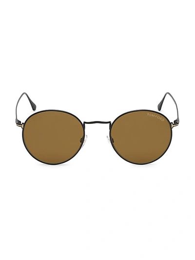Tom Ford Ryan 52mm Round Sunglasses In Black Brown