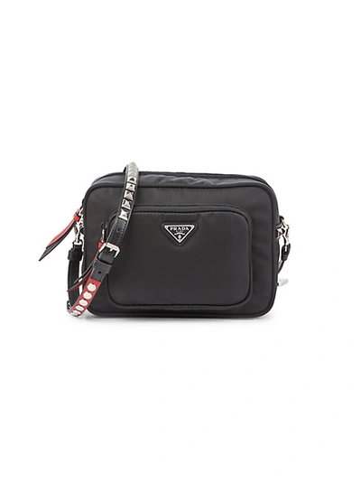 Prada Studded & Leather-trim Camera Bag In Black