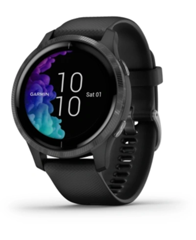 Garmin Unisex Venu Black Silicone Strap Touchscreen Smart Watch 43mm In Black/gunmetal