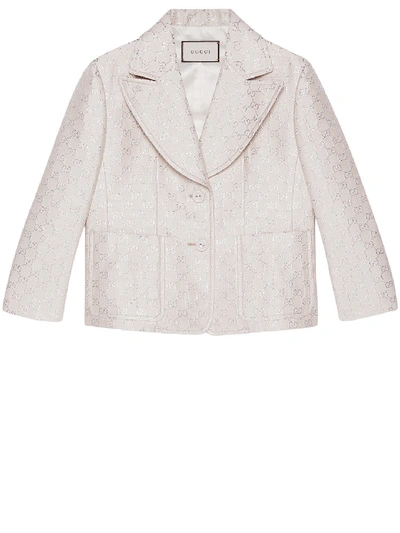 Gucci Gg Lamé Jacket In White