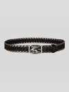 ETRO WOVEN LEATHER BELT WITH CHAINS