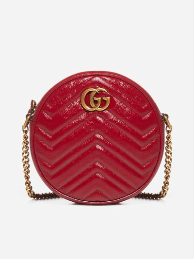 Gucci Gg Marmont Quilted Leather Mini Round Bag In Red