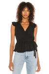 1.STATE RUFFLE SLEEVE WRAP FRONT BLOUSE,1STR-WS220