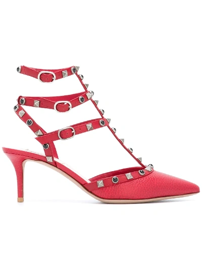 Valentino Garavani 'rockstud Rolling' Pumps In Red